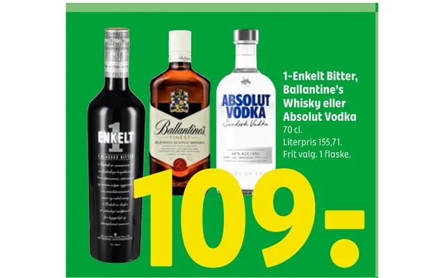 1-enkelt Bitter, Ballantine's Whisky Eller Absolut Vodka product image