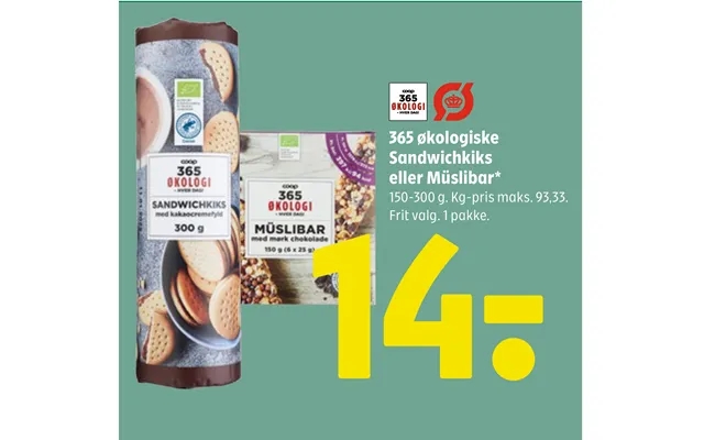 365 Økologiske Sandwichkiks Eller Müslibar product image