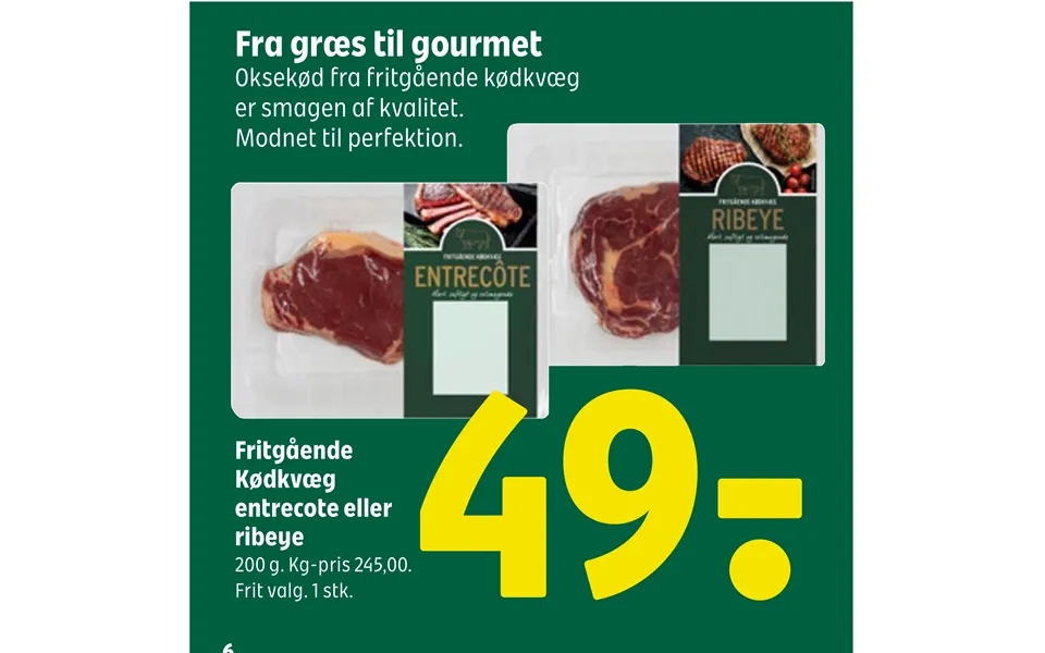 Fritgående Kødkvæg Entrecote Eller Ribeye