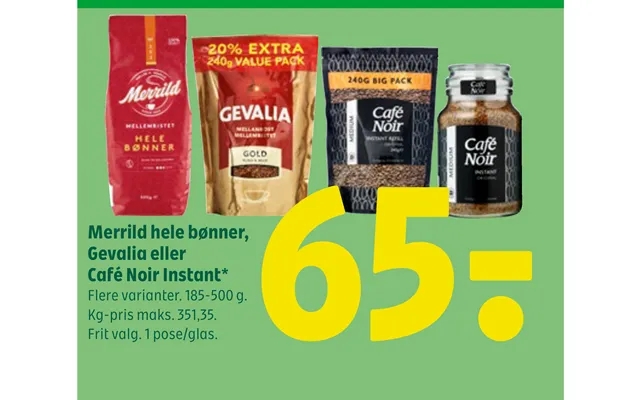 Merrild Hele Bønner, Gevalia Eller Café Noir Instant product image