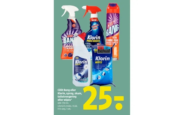 Cillit Bang Eller Klorin, Spray, Skum, Toiletrengøring Eller Wipes product image