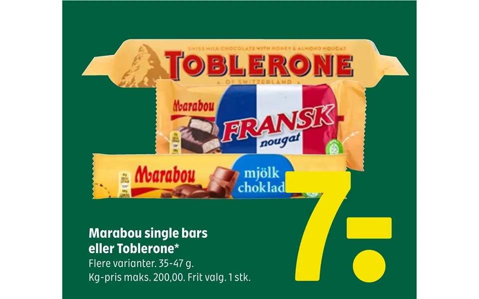 Marabou single bars or toblerone