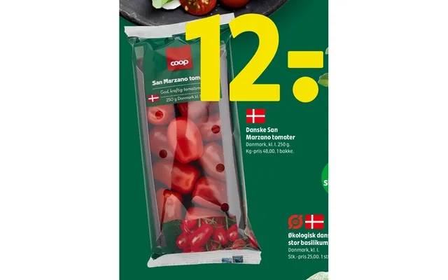Danske San Marzano Tomater Økologisk Dansk Stor Basilikum product image