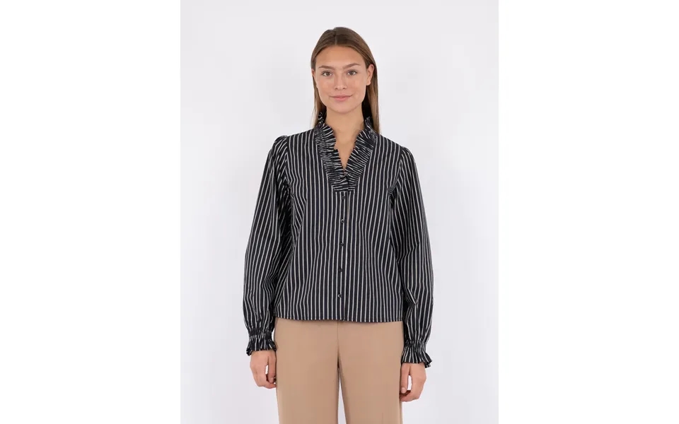 Brielle Tone Stripe Skjorte - Sort