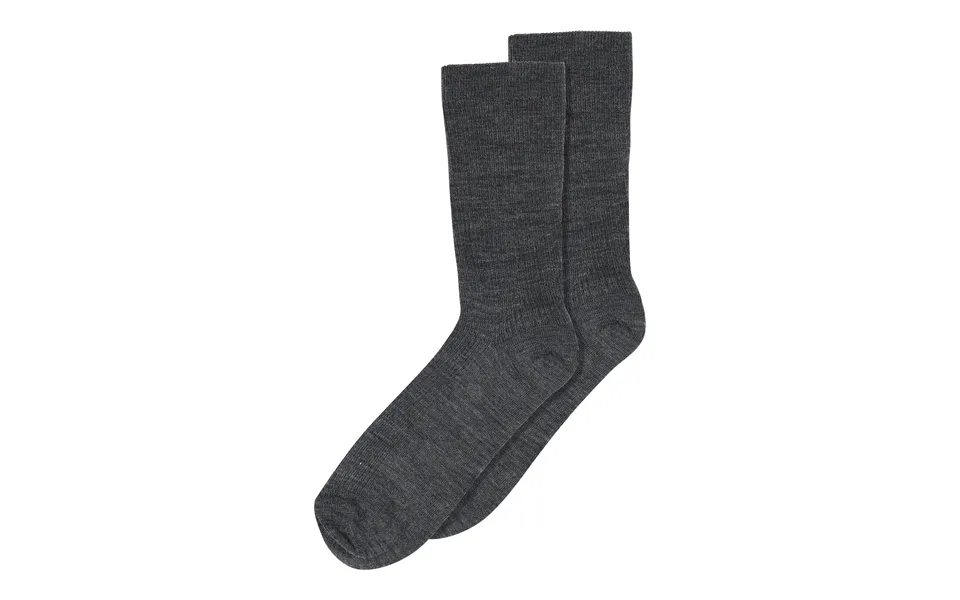 Fine Wool Rib Strømper - Dark Grey Melange