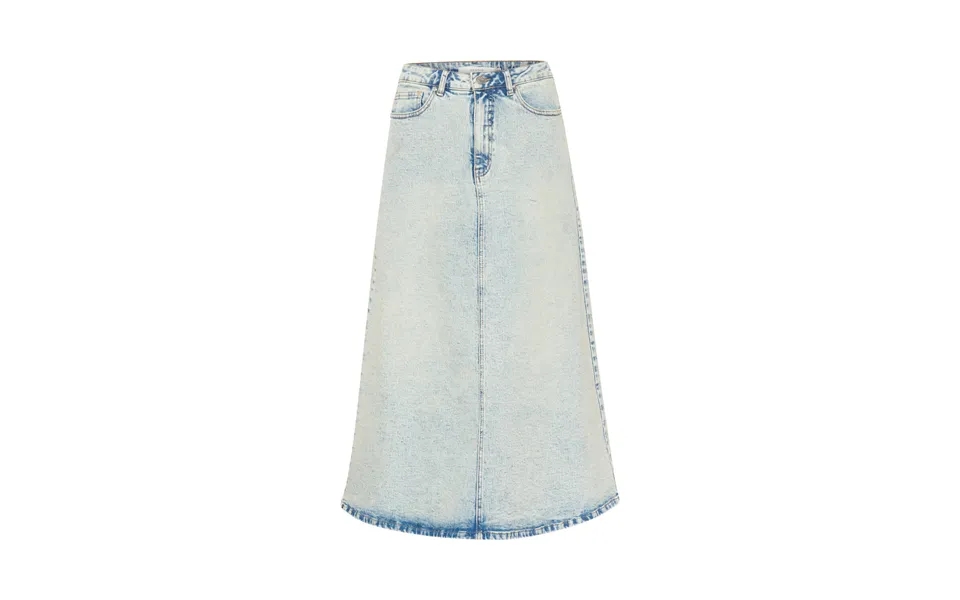 Manulagz Hw Midi Denim Skirt - Light Blue Acid Wash