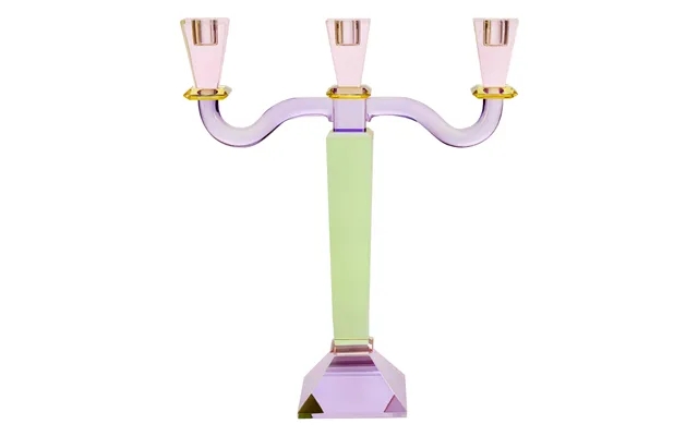 Miss Ã Toile - 3-armed Crystal Lysestage, Green Purple- H36 Cm product image