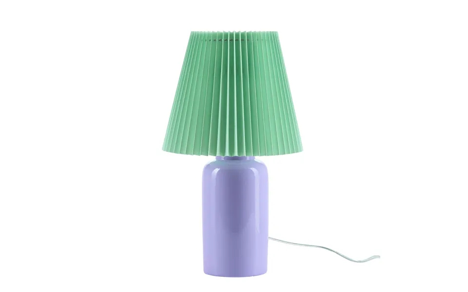 Plisseret Bordlampe, Lilla Grøn - H42 Cm.