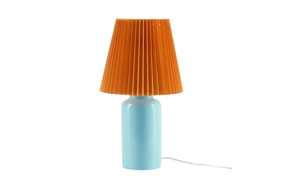 Plisseret Bordlampe, Lysblå Orange - H42 Cm.