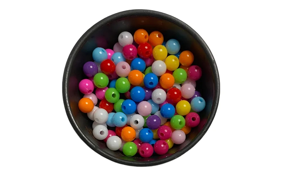 Runde Plastik Perler I Blandede Farver Ca 100 Stk