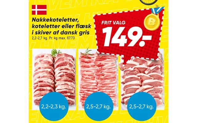 Cutlets, pork chops or bacon in slices of danish pig product image