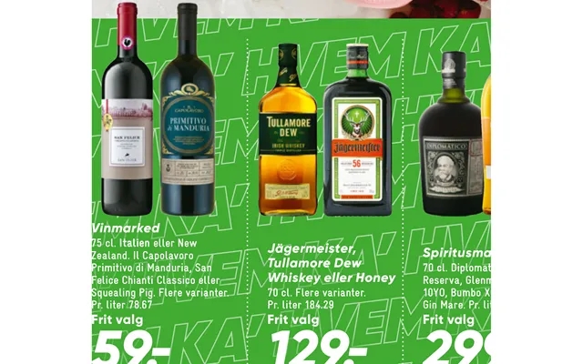 Spiritusmarked Jägermeister, Tullamore Dew Whiskey Eller Honey Vinmarked product image