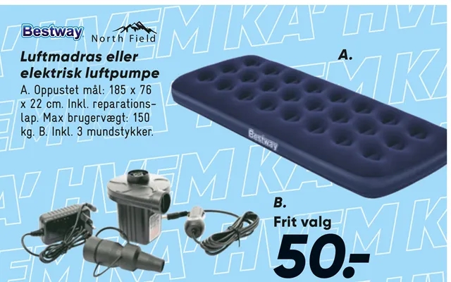 A.Air mattress or electrical air pump b. product image