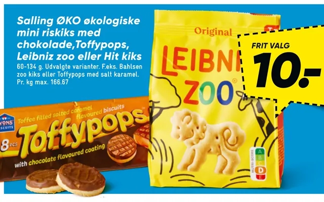 Salling Øko Økologiske Mini Riskiks Med Chokolade,toffypops, Leibniz Zoo Eller Hit Kiks product image
