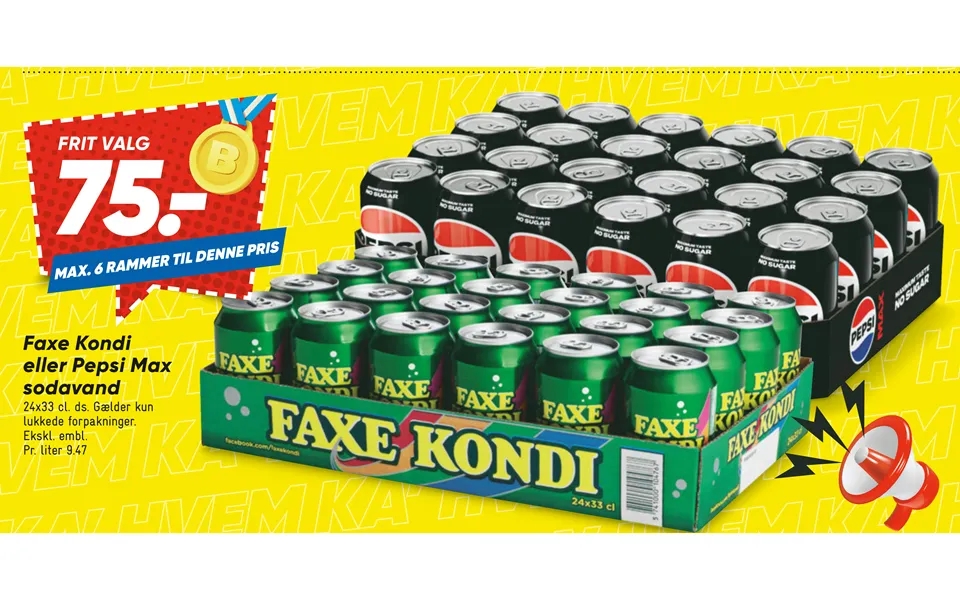 Faxe Kondi Eller Pepsi Max Sodavand