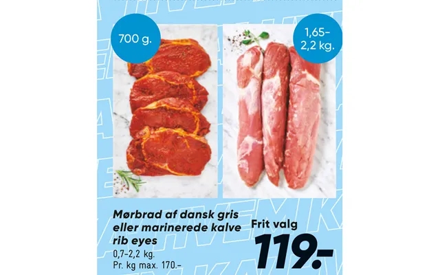 Tenderloin of danish pig or marinated calves rib eyes product image