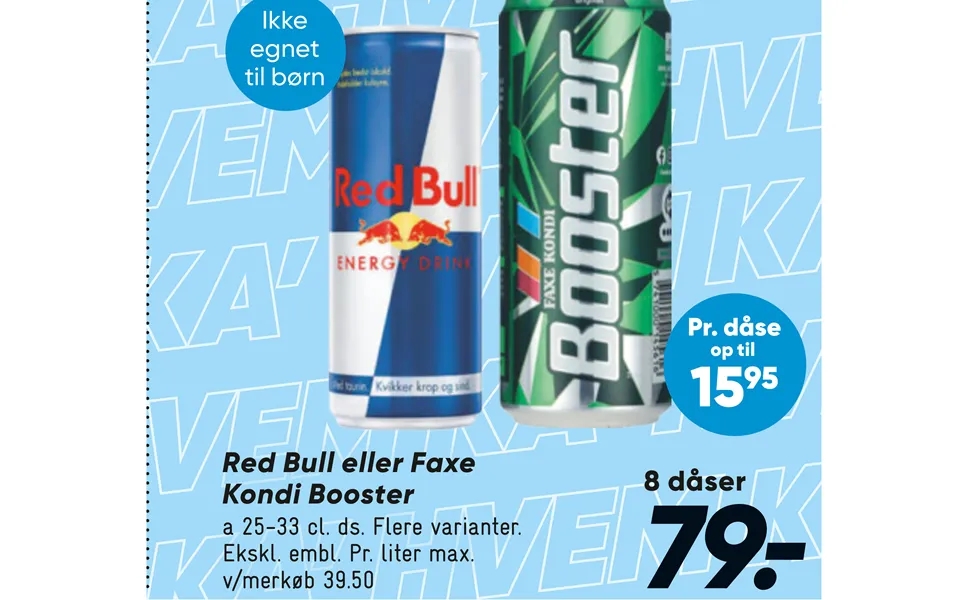 Red Bull Eller Faxe Kondi Booster 8 Dåser