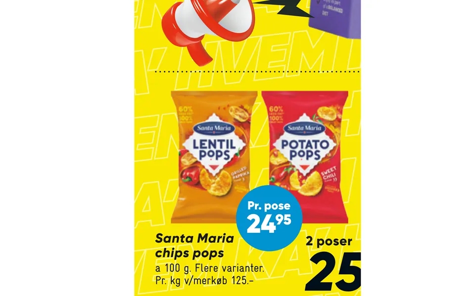 Santa maria potato chips pops 2 bags