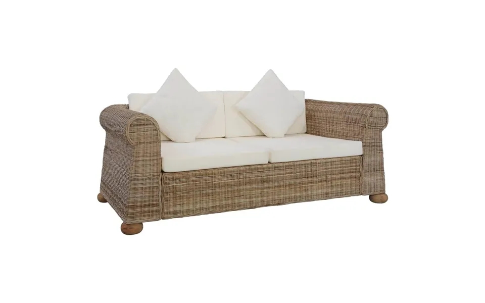 2-Personers bed with cushions natural rattan