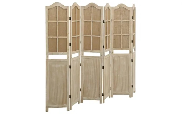 6-Panels room divider 214x165 cm fabric brown product image