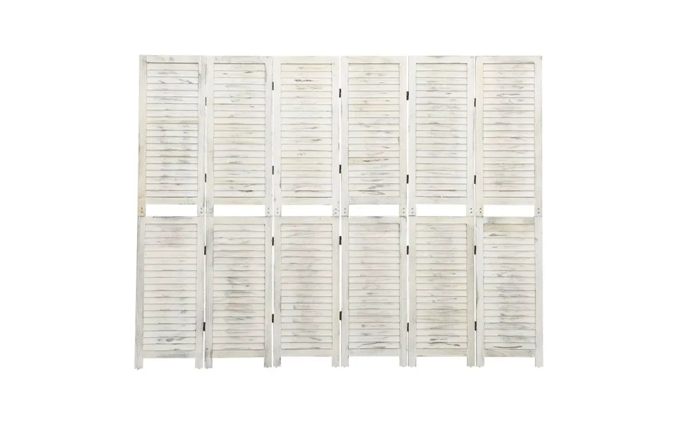 6-panels Rumdeler 215x166 Cm Massivt Træ Antik Hvid