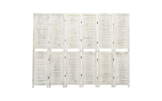6-panels Rumdeler 215x166 Cm Massivt Træ Antik Hvid product image