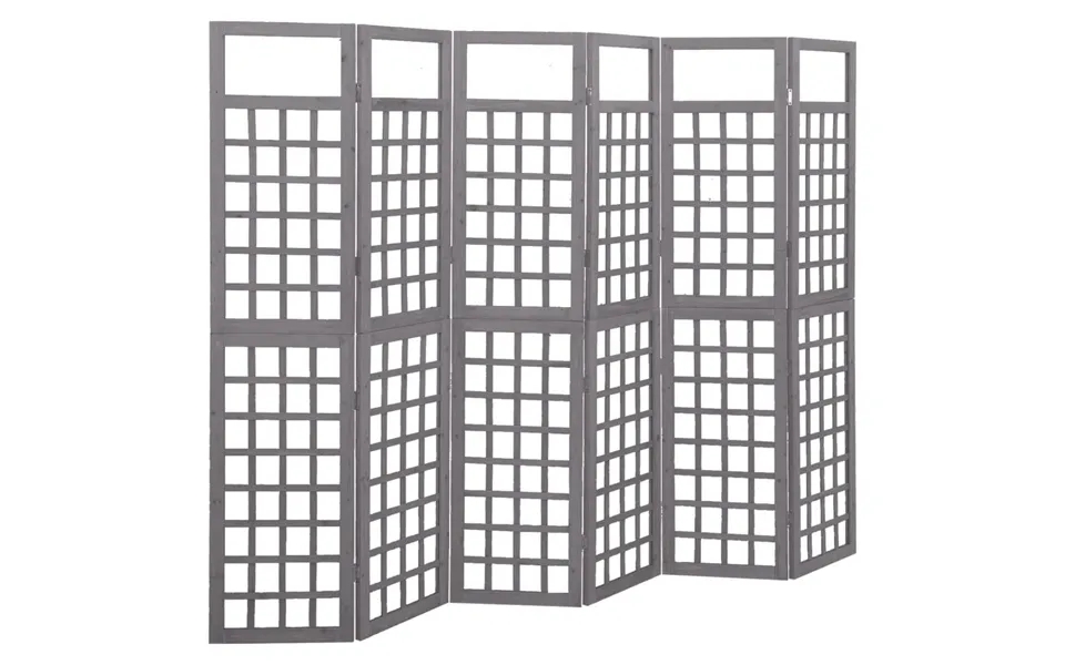 6-panels Rumdeler Espalier 242,5x180 Cm Massivt Grantræ Grå