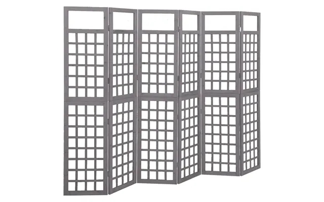 6-Panels room divider trellises 242,5x180 cm massively fir tree gray product image