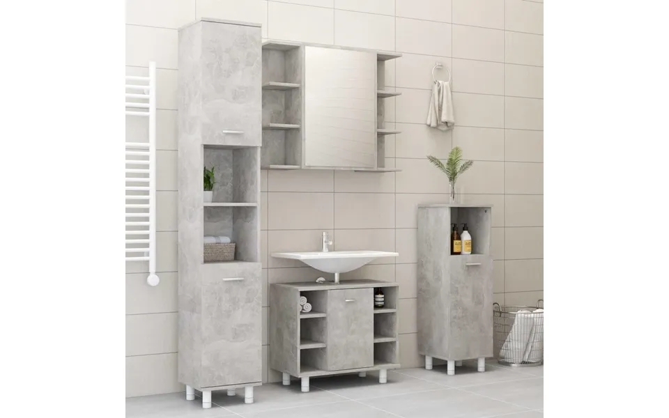 Bathroom Cabinet 30x30x179 Cm Particleboard Concrete Gray