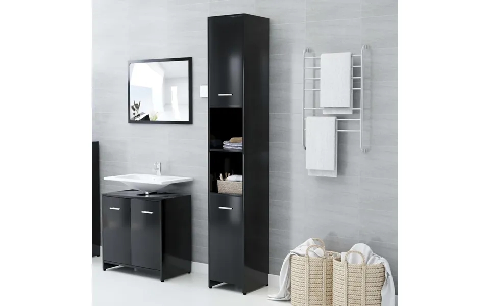 Bathroom cabinet 30x30x183,5 cm particleboard black