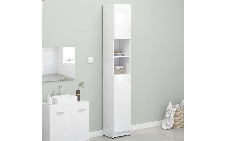 Bathroom cabinet 32x25,5x190 cm designed wood white high gloss