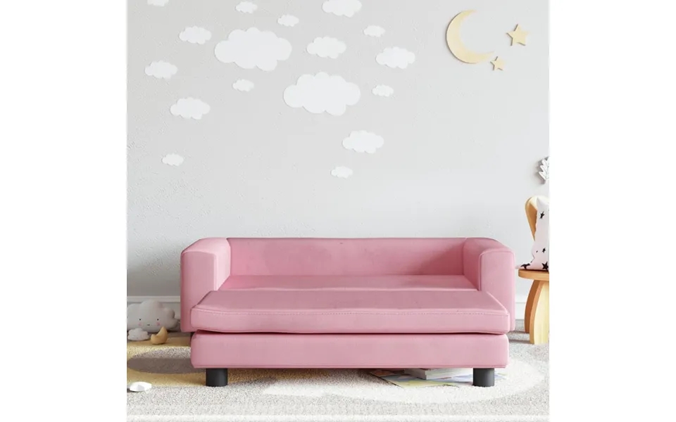 Children bed with footstool 100x50x30 cm velvet pink