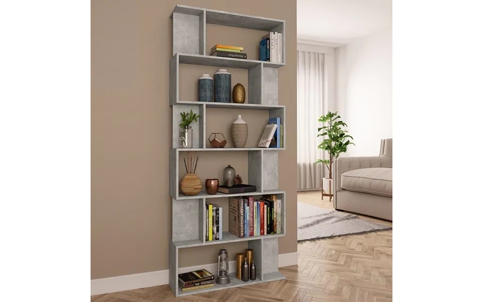 Bookcase room divider 80x24x192 cm particleboard concrete gray
