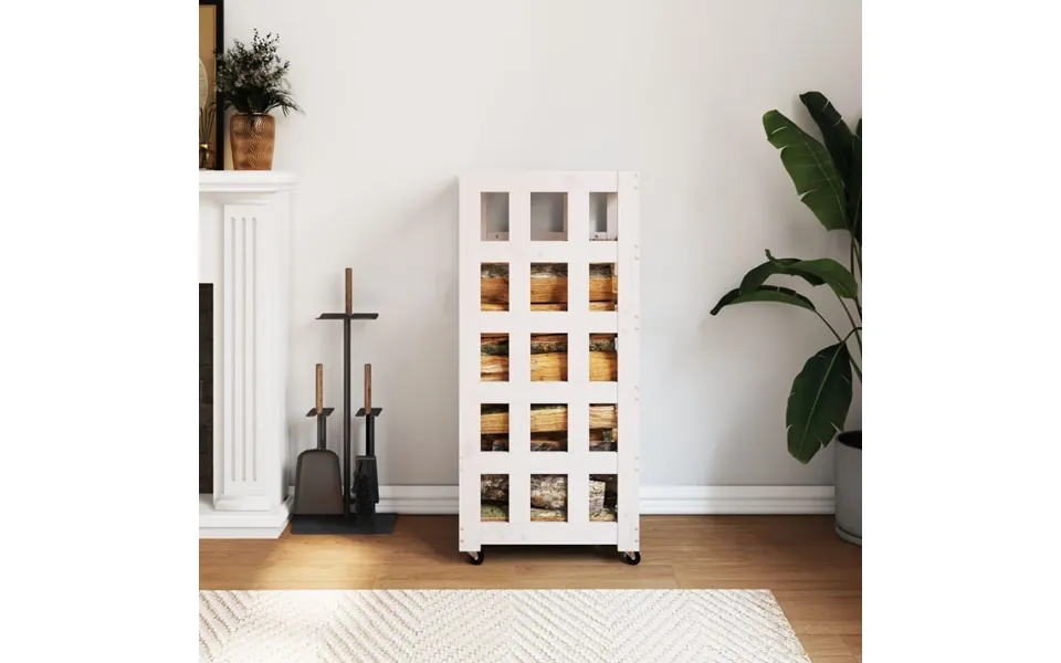 Firewood Rack With Wheel 40x49x110 Cm Massively Pine White