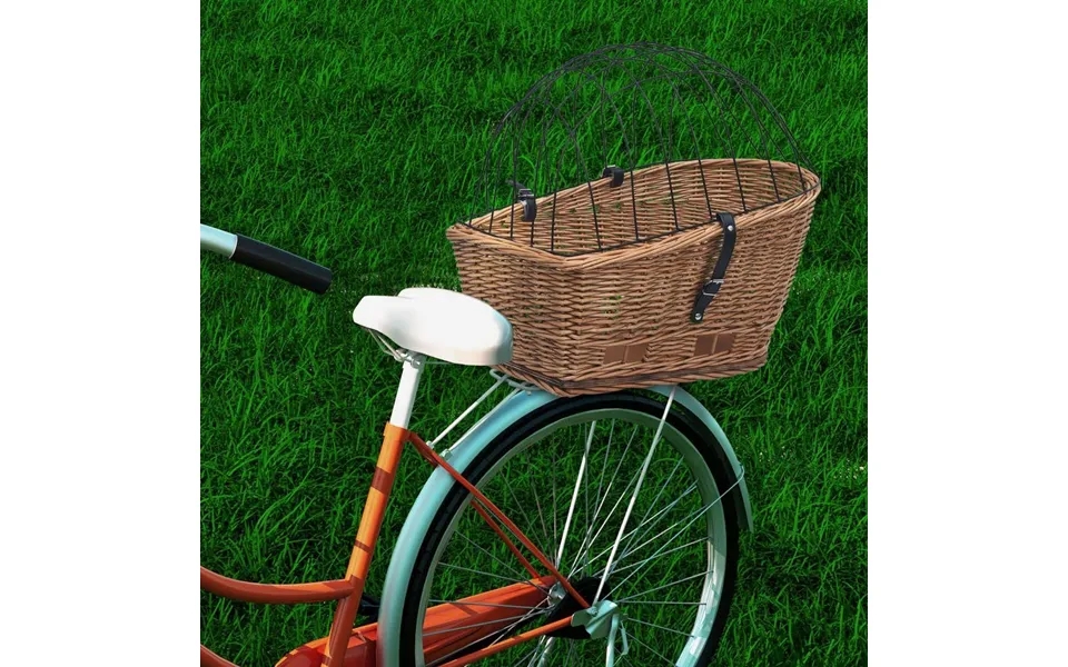 Bicycle basket with layer to steering 55x31x36 cm natural willow