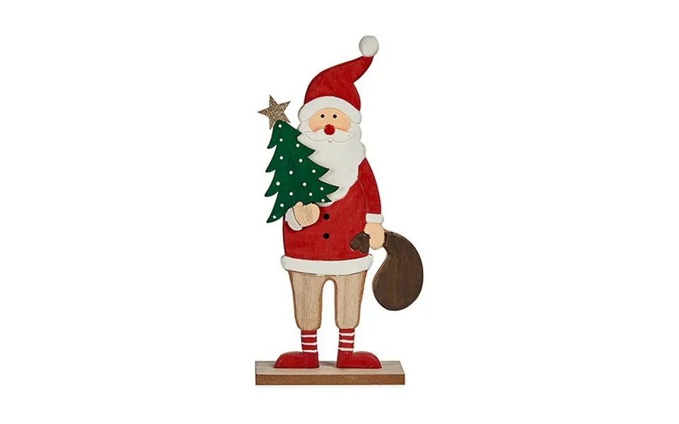 Decorative figure father christmas 5 x 30 x 15 cm red wood brown white green