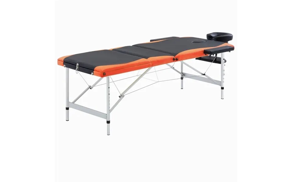 Foldbart Massagebord 3 Zoner Aluminium Sort Og Orange
