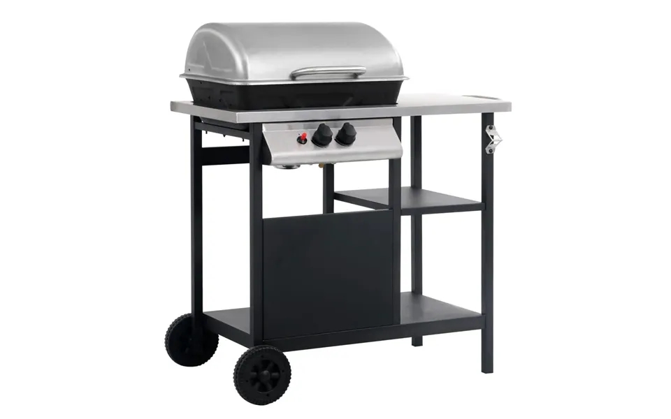 Gas grill with 3-lags side table black past, the laws silver