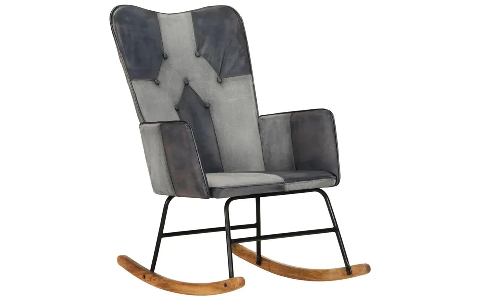 Rocking chair genuine leather past, the laws canvas gray