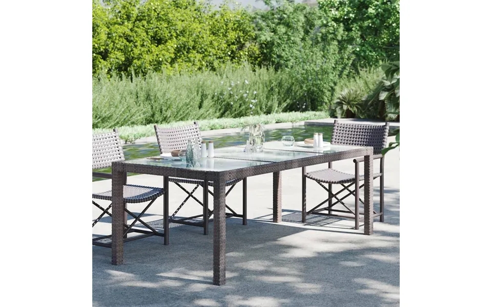 Garden table 190x90x75 cm tempered glass past, the laws poly brown