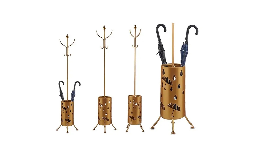 Coat rack umbrella stand golden metal 44 x 185 x 44 cm