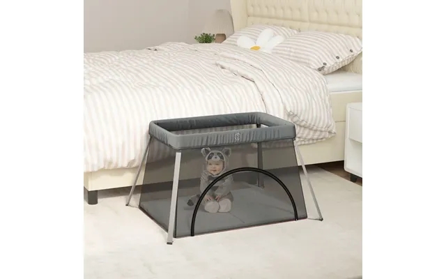 Playpen with mattress linnedstof dark gray product image
