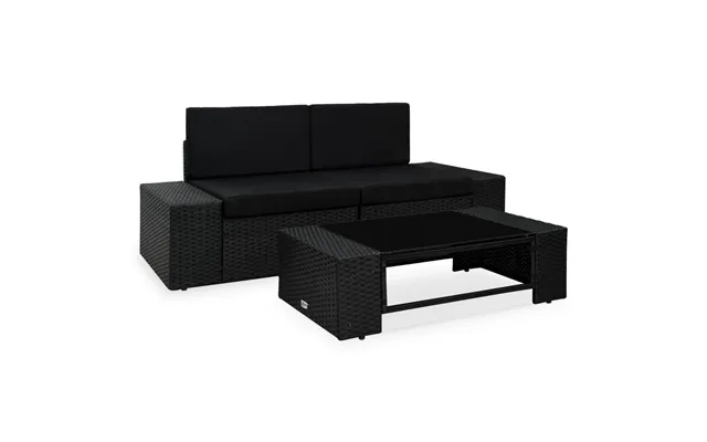 Lounge set to garden 3 parts poly black product image