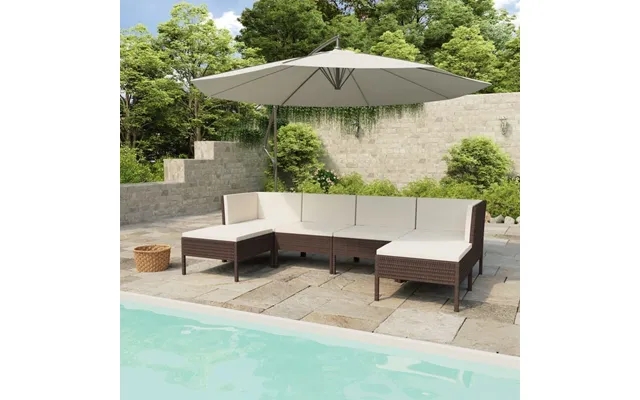 Lounge set to garden 6 parts with cushions poly brown product image