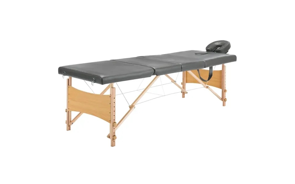 Massagebord Med 4 Zoner Træstel 186x68 Cm Antracitgrå