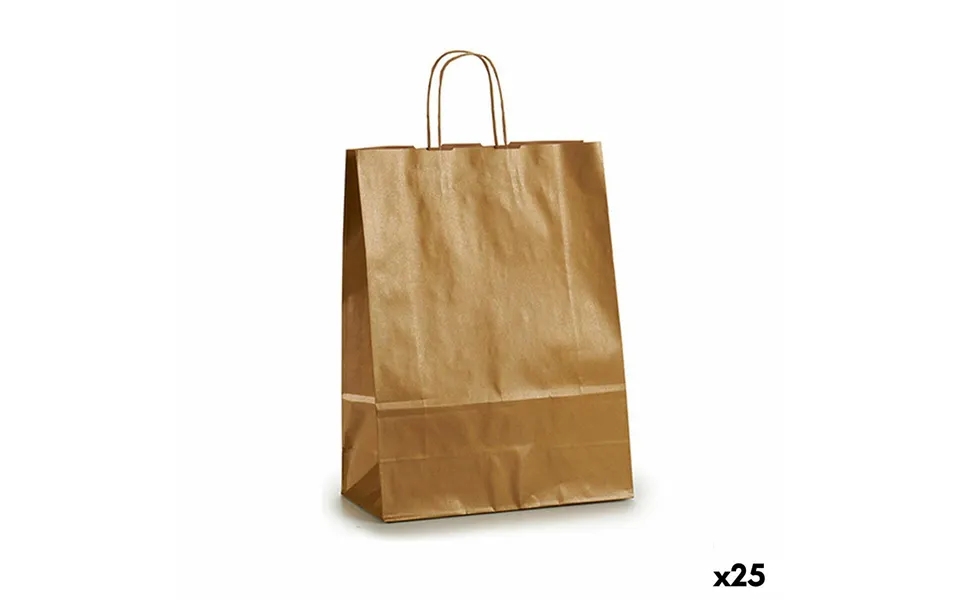 Paper bag golden 32 x 12 x 50 cm 25 devices