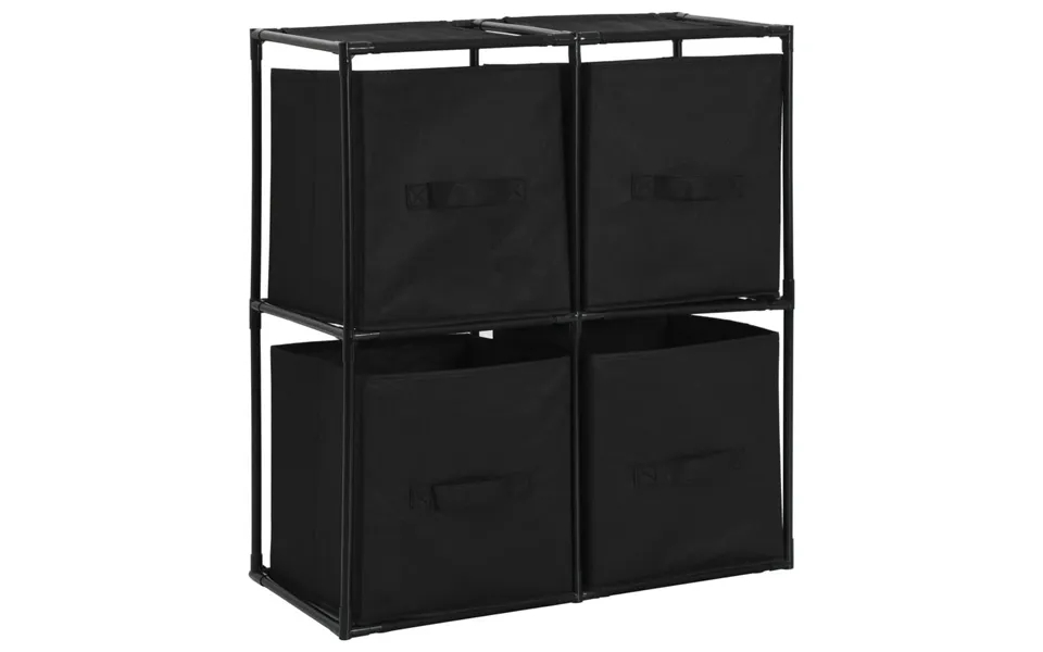 Bookcase with 4 fabric baskets 63x30x71 cm steel black