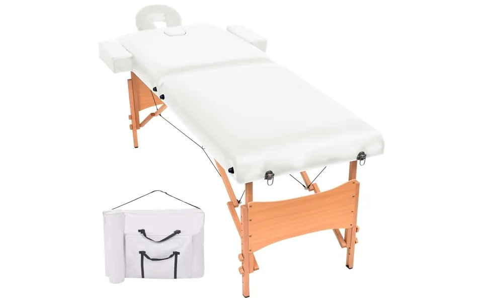 Sammenfoldeligt Massagebord 2 Zoner 10 Cm Tyk Hynde Hvid