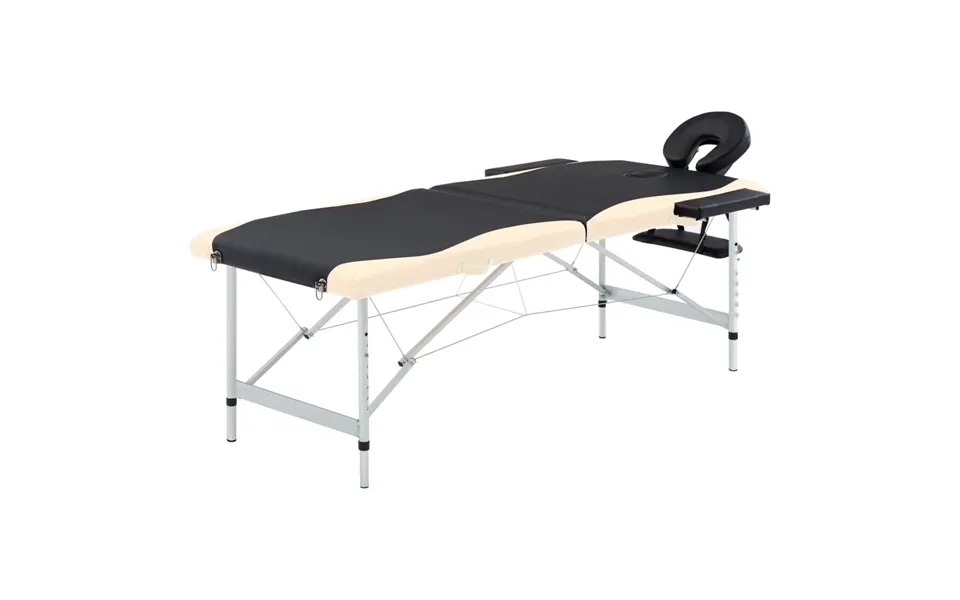 Folding massage table aluminum frame 2 zones black beige