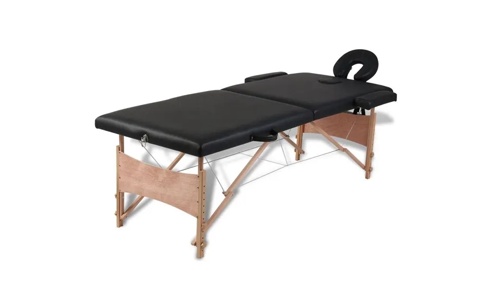 Sammenfoldeligt Massagebord Med Træstel 2 Zoner Sort